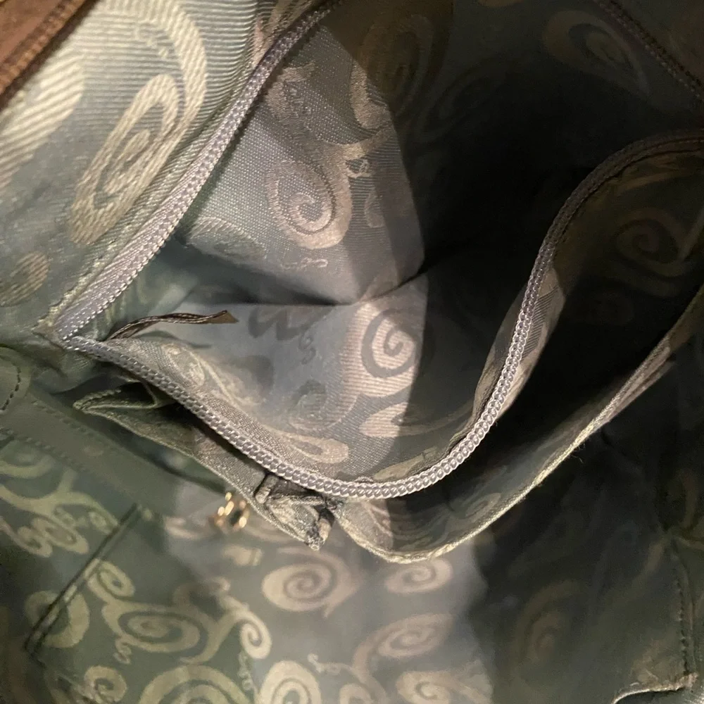 Vintage BRIGHTON Cher Green and Silver hobo shoulder bag.